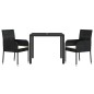vidaXL 3-tlg. Garten-Essgruppe mit Kissen Schwarz Poly Rattan vidaXL 3-tlg. Garten-Essgruppe mit Kissen Schwarz Poly Rattan