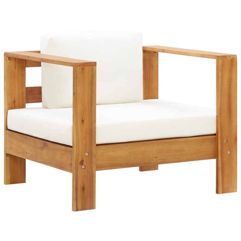vidaXL Gartenstuhl mit Auflagen Creme Akazie Massivholz vidaXL Gartenstuhl mit Auflagen Creme Akazie Massivholz