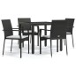 vidaXL 5-tlg. Garten-Essgruppe mit Kissen Schwarz Poly Rattan vidaXL 5-tlg. Garten-Essgruppe mit Kissen Schwarz Poly Rattan