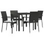 vidaXL 5-tlg. Garten-Essgruppe mit Kissen Schwarz Poly Rattan vidaXL 5-tlg. Garten-Essgruppe mit Kissen Schwarz Poly Rattan