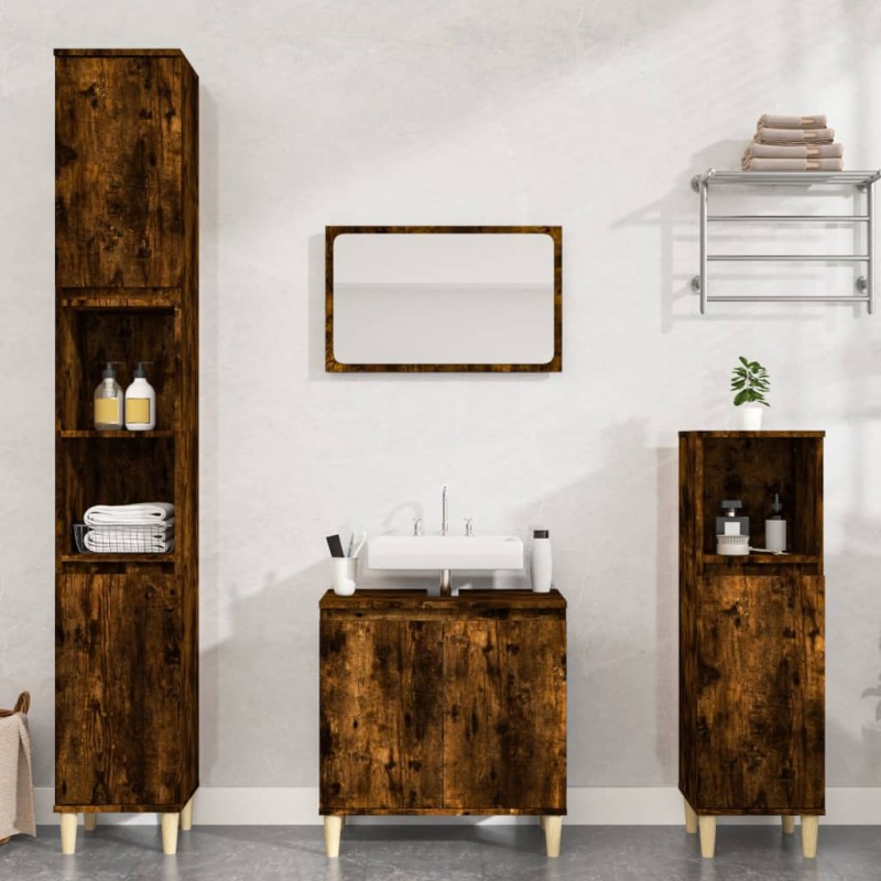 vidaXL 3-tlg. Badmöbel-Set Räuchereiche Holzwerkstoff vidaXL 3-tlg. Badmöbel-Set Räuchereiche Holzwerkstoff