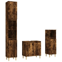 vidaXL 3-tlg. Badmöbel-Set Räuchereiche Holzwerkstoff