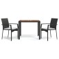 vidaXL 3-tlg. Garten-Essgruppe mit Kissen Schwarz Poly Rattan vidaXL 3-tlg. Garten-Essgruppe mit Kissen Schwarz Poly Rattan