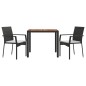 vidaXL 3-tlg. Garten-Essgruppe mit Kissen Schwarz Poly Rattan vidaXL 3-tlg. Garten-Essgruppe mit Kissen Schwarz Poly Rattan
