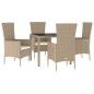 vidaXL 5-tlg. Garten-Essgruppe mit Kissen Beige Poly Rattan vidaXL 5-tlg. Garten-Essgruppe mit Kissen Beige Poly Rattan