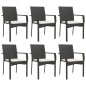 vidaXL 7-tlg. Garten-Essgruppe mit Kissen Schwarz Poly Rattan vidaXL 7-tlg. Garten-Essgruppe mit Kissen Schwarz Poly Rattan