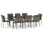 vidaXL 9-tlg. Garten-Essgruppe mit Kissen Schwarz und Grau Poly Rattan vidaXL 9-tlg. Garten-Essgruppe mit Kissen Schwarz und Grau Poly Rattan