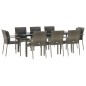 vidaXL 9-tlg. Garten-Essgruppe mit Kissen Schwarz und Grau Poly Rattan vidaXL 9-tlg. Garten-Essgruppe mit Kissen Schwarz und Grau Poly Rattan