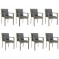 vidaXL 9-tlg. Garten-Essgruppe mit Kissen Schwarz und Grau Poly Rattan vidaXL 9-tlg. Garten-Essgruppe mit Kissen Schwarz und Grau Poly Rattan