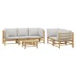 vidaXL 6-tlg. Garten-Lounge-Set mit Hellgrauen Kissen Bambus vidaXL 6-tlg. Garten-Lounge-Set mit Hellgrauen Kissen Bambus