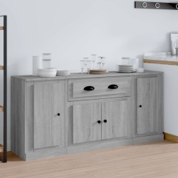 vidaXL Sideboards 3 Stk. Grau Sonoma Holzwerkstoff