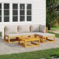 vidaXL 5-tlg. Garten-Lounge-Set mit Hellgrauen Kissen Massivholz vidaXL 5-tlg. Garten-Lounge-Set mit Hellgrauen Kissen Massivholz