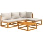 vidaXL 5-tlg. Garten-Lounge-Set mit Hellgrauen Kissen Massivholz vidaXL 5-tlg. Garten-Lounge-Set mit Hellgrauen Kissen Massivholz