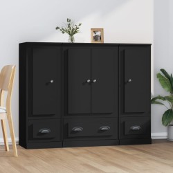 vidaXL Highboards 3 Stk. Schwarz Holzwerkstoff