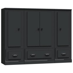 vidaXL Highboards 3 Stk. Schwarz Holzwerkstoff