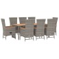 vidaXL 9-tlg. Garten-Essgruppe mit Kissen Grau Poly Rattan vidaXL 9-tlg. Garten-Essgruppe mit Kissen Grau Poly Rattan