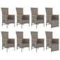 vidaXL 9-tlg. Garten-Essgruppe mit Kissen Grau Poly Rattan vidaXL 9-tlg. Garten-Essgruppe mit Kissen Grau Poly Rattan