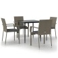 vidaXL 5-tlg. Garten-Essgruppe mit Kissen Schwarz und Grau Poly Rattan vidaXL 5-tlg. Garten-Essgruppe mit Kissen Schwarz und Grau Poly Rattan