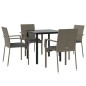 vidaXL 5-tlg. Garten-Essgruppe mit Kissen Schwarz und Grau Poly Rattan vidaXL 5-tlg. Garten-Essgruppe mit Kissen Schwarz und Grau Poly Rattan