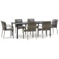 vidaXL 7-tlg. Garten-Essgruppe mit Kissen Schwarz und Grau Poly Rattan vidaXL 7-tlg. Garten-Essgruppe mit Kissen Schwarz und Grau Poly Rattan