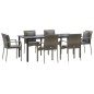 vidaXL 7-tlg. Garten-Essgruppe mit Kissen Schwarz und Grau Poly Rattan vidaXL 7-tlg. Garten-Essgruppe mit Kissen Schwarz und Grau Poly Rattan