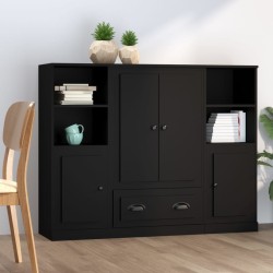 vidaXL Highboards 3 Stk. Schwarz Holzwerkstoff