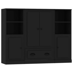 vidaXL Highboards 3 Stk. Schwarz Holzwerkstoff