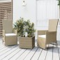 vidaXL 3-tlg. Garten-Lounge-Set Beige Poly Rattan & Stahl vidaXL 3-tlg. Garten-Lounge-Set Beige Poly Rattan & Stahl