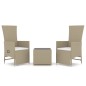 vidaXL 3-tlg. Garten-Lounge-Set Beige Poly Rattan & Stahl vidaXL 3-tlg. Garten-Lounge-Set Beige Poly Rattan & Stahl