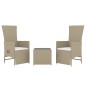 vidaXL 3-tlg. Garten-Lounge-Set Beige Poly Rattan & Stahl vidaXL 3-tlg. Garten-Lounge-Set Beige Poly Rattan & Stahl