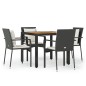 vidaXL 5-tlg. Garten-Essgruppe mit Kissen Schwarz Poly Rattan vidaXL 5-tlg. Garten-Essgruppe mit Kissen Schwarz Poly Rattan
