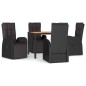 vidaXL 5-tlg. Garten-Essgruppe Schwarz Poly Rattan & Massivholz Akazie vidaXL 5-tlg. Garten-Essgruppe Schwarz Poly Rattan & Massivholz Akazie