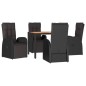 vidaXL 5-tlg. Garten-Essgruppe Schwarz Poly Rattan & Massivholz Akazie vidaXL 5-tlg. Garten-Essgruppe Schwarz Poly Rattan & Massivholz Akazie