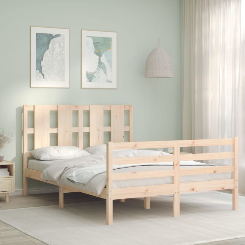 vidaXL Massivholzbett mit Kopfteil 140x200 cm vidaXL Massivholzbett mit Kopfteil 140x200 cm