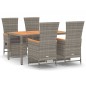 vidaXL 5-tlg. Garten-Essgruppe mit Kissen Grau Poly Rattan vidaXL 5-tlg. Garten-Essgruppe mit Kissen Grau Poly Rattan