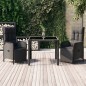 vidaXL 3-tlg. Garten-Essgruppe mit Kissen Schwarz Poly Rattan vidaXL 3-tlg. Garten-Essgruppe mit Kissen Schwarz Poly Rattan