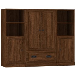 vidaXL Highboards 3 Stk. Braun Eichen-Optik Holzwerkstoff