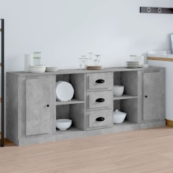 vidaXL Sideboards 3 Stk. Betongrau Holzwerkstoff