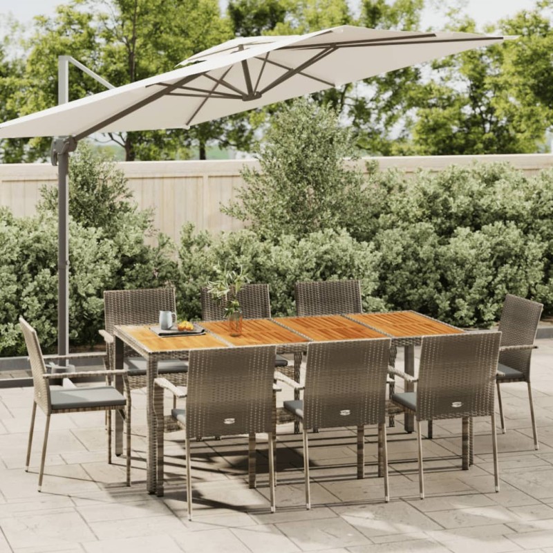 vidaXL 9-tlg. Garten-Essgruppe mit Kissen Grau Poly Rattan vidaXL 9-tlg. Garten-Essgruppe mit Kissen Grau Poly Rattan