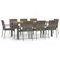 vidaXL 9-tlg. Garten-Essgruppe mit Kissen Grau Poly Rattan vidaXL 9-tlg. Garten-Essgruppe mit Kissen Grau Poly Rattan