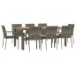 vidaXL 9-tlg. Garten-Essgruppe mit Kissen Grau Poly Rattan vidaXL 9-tlg. Garten-Essgruppe mit Kissen Grau Poly Rattan