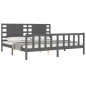 vidaXL Massivholzbett mit Kopfteil Grau 200x200 cm vidaXL Massivholzbett mit Kopfteil Grau 200x200 cm