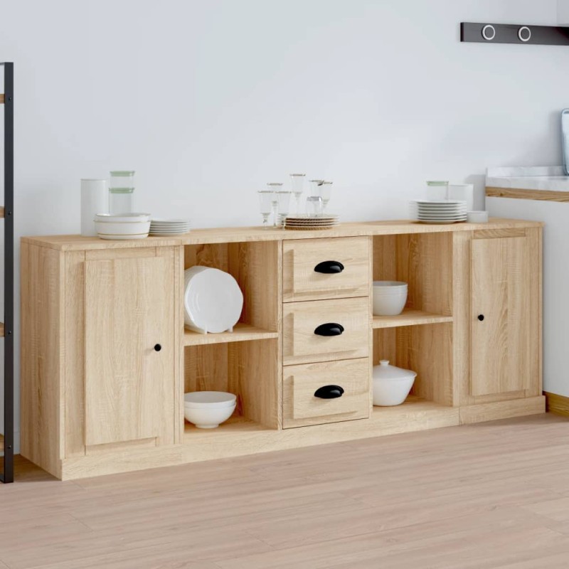 vidaXL Sideboards 3 Stk. Sonoma-Eiche Holzwerkstoff vidaXL Sideboards 3 Stk. Sonoma-Eiche Holzwerkstoff