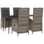 vidaXL 5-tlg. Garten-Essgruppe mit Kissen Schwarz und Grau Poly Rattan vidaXL 5-tlg. Garten-Essgruppe mit Kissen Schwarz und Grau Poly Rattan