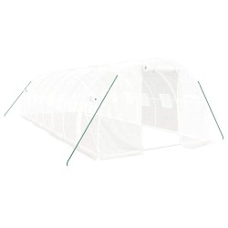 vidaXL Gewächshaus mit Stahlrahmen Weiß 24 m² 8x3x2 m