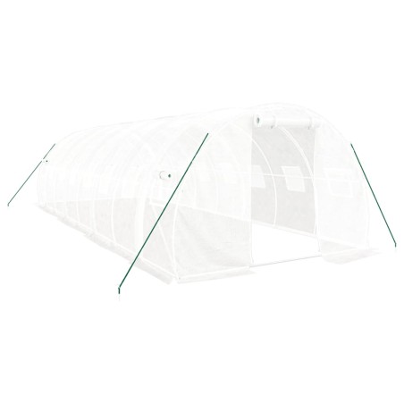 vidaXL Gewächshaus mit Stahlrahmen Weiß 24 m² 8x3x2 m