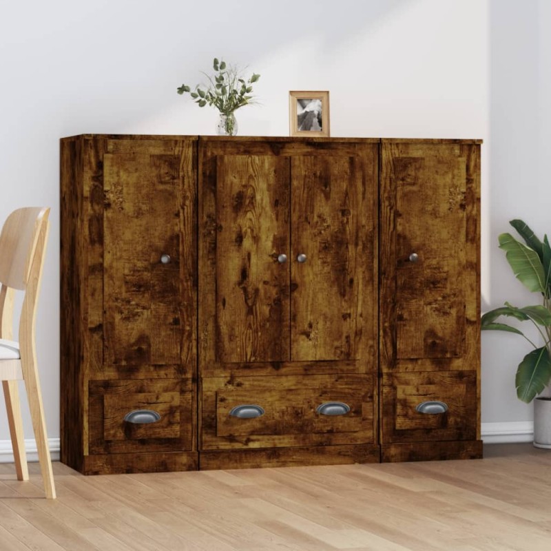 vidaXL Highboards 3 Stk. Räuchereiche Holzwerkstoff vidaXL Highboards 3 Stk. Räuchereiche Holzwerkstoff