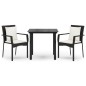 vidaXL 3-tlg. Garten-Essgruppe mit Kissen Schwarz Poly Rattan vidaXL 3-tlg. Garten-Essgruppe mit Kissen Schwarz Poly Rattan