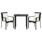 vidaXL 3-tlg. Garten-Essgruppe mit Kissen Schwarz Poly Rattan vidaXL 3-tlg. Garten-Essgruppe mit Kissen Schwarz Poly Rattan