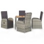 vidaXL 5-tlg. Garten-Essgruppe mit Kissen Grau Poly Rattan vidaXL 5-tlg. Garten-Essgruppe mit Kissen Grau Poly Rattan